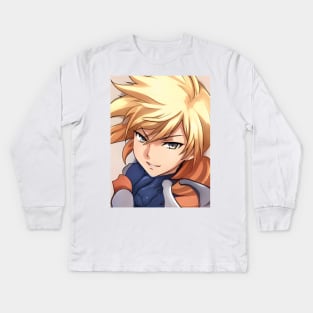Blonde Hair Anime Boy Kids Long Sleeve T-Shirt